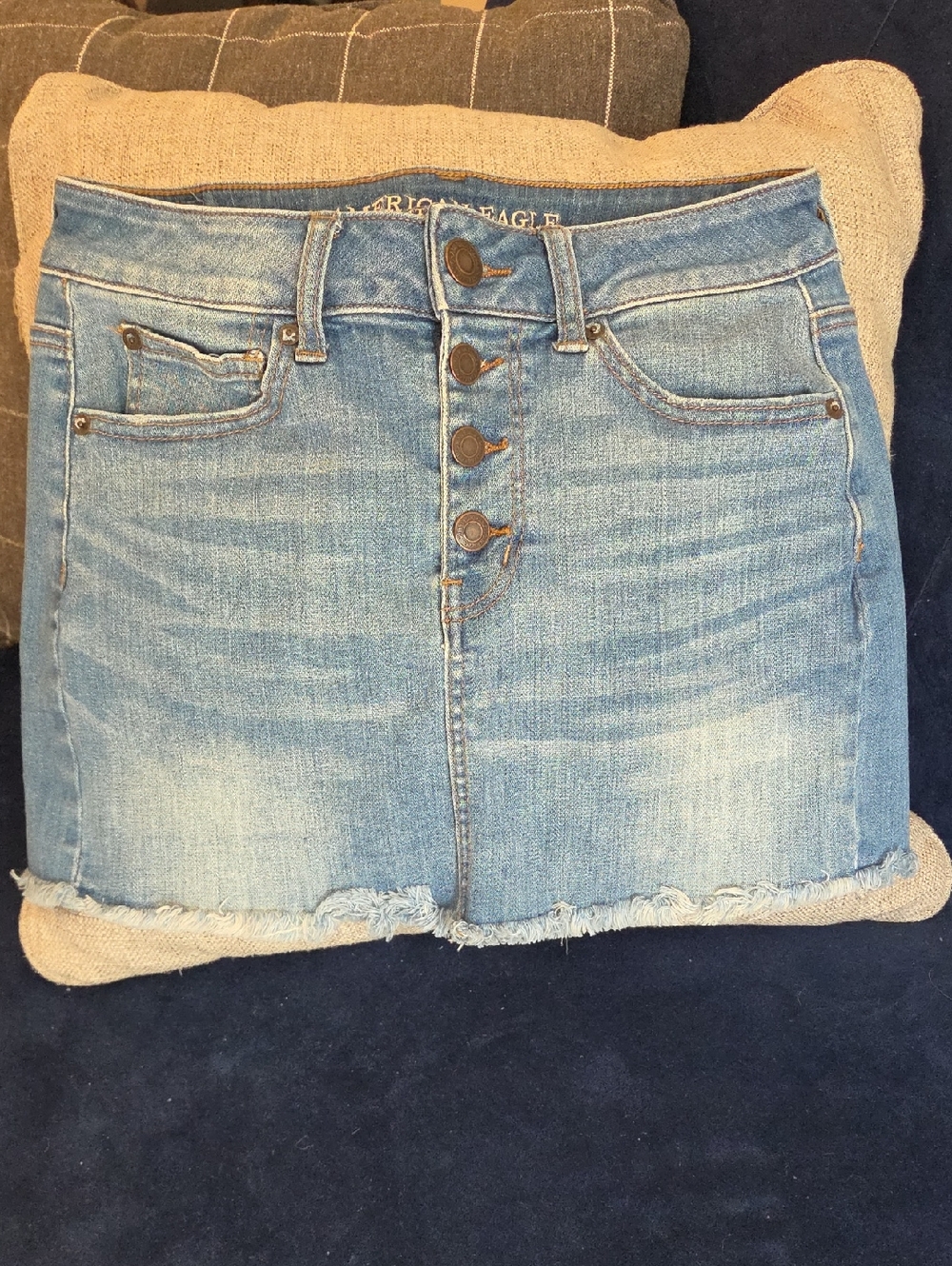 American Eagle Outfitters Blue Denim Button-Front Mini Skirt